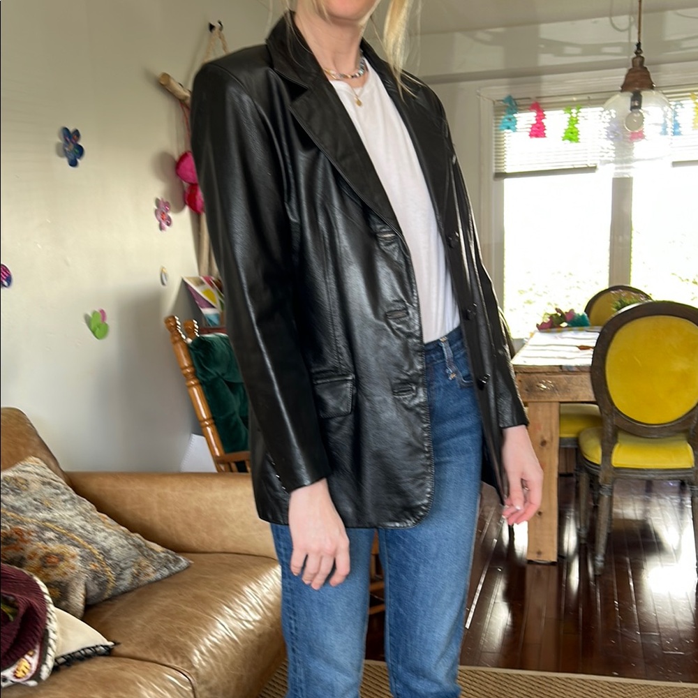 Black Leather Danier Jacket - Picture 2 of 5